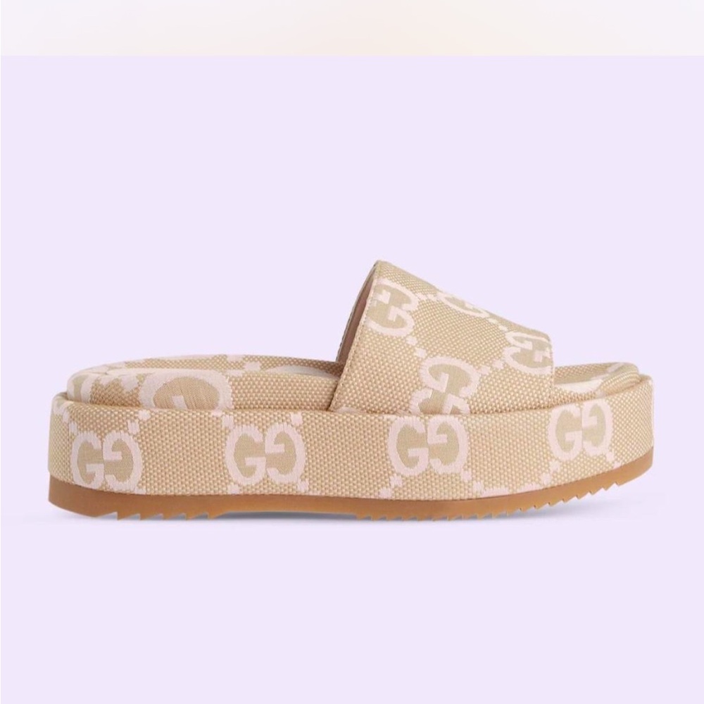 Gucci Tan Logo Slide Sandals